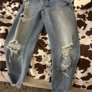 Distressed Blue Jeans